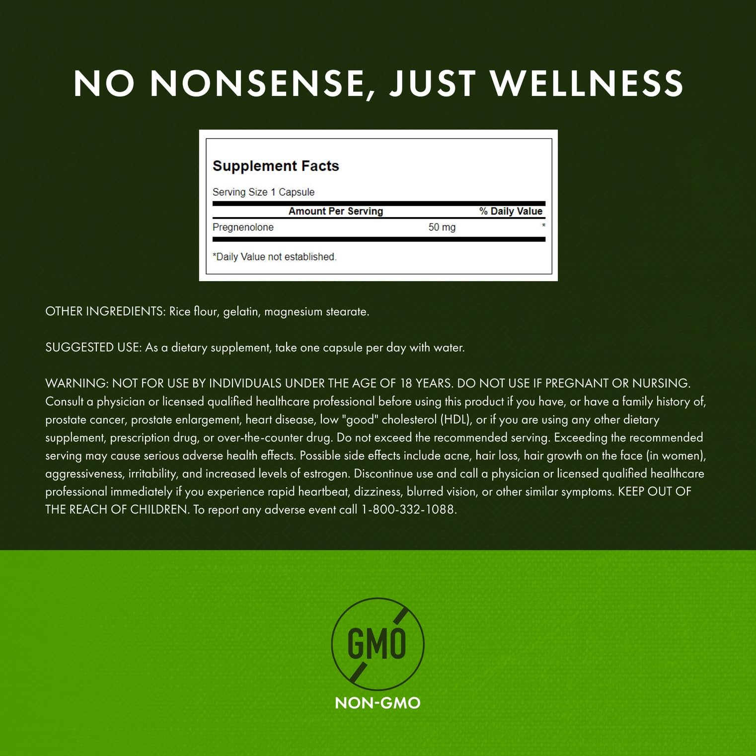 Swanson Pregnenolone 50 mg bottle - side view