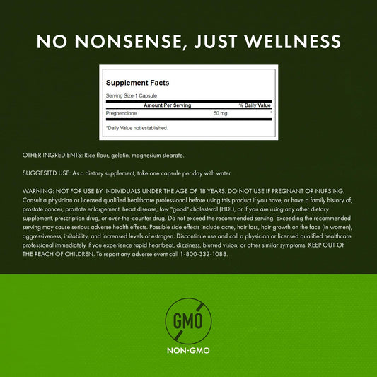 Swanson Pregnenolone 50 mg bottle - side view