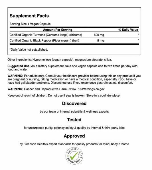 Capsules inside Swanson Turmeric & Black Pepper bottle