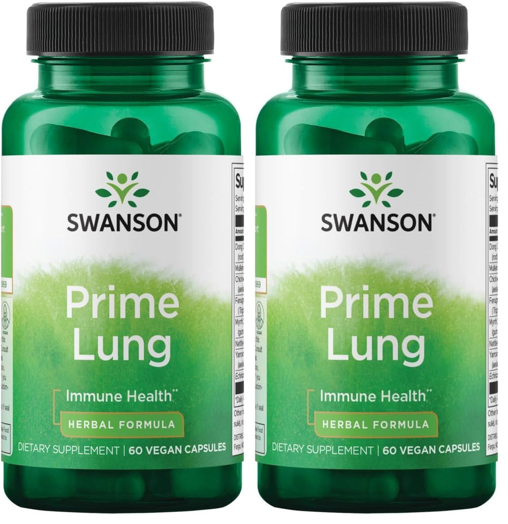 Swanson Prime Lung 60 Veg Caps Pack of 2 bottle front