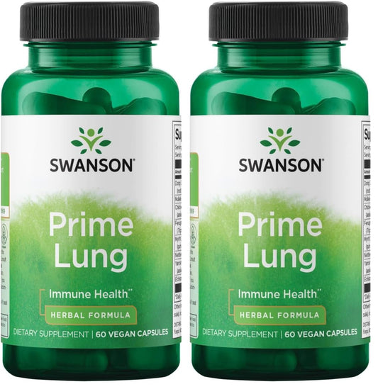 Swanson Prime Lung 60 Veg Caps Pack of 2 bottle front