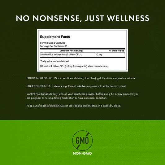 Probiotic capsules supporting bowel regularity with Swanson product