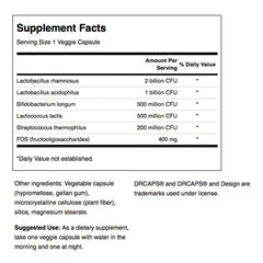Product label showing 4.2B CFU and five probiotic strains