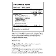 Close-up of bottle label highlighting probiotic strains