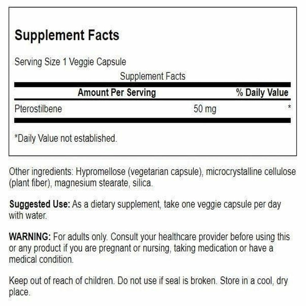 Pterostilbene 50 mg capsules close-up