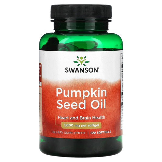 Bottle front of Swanson Pumpkin Seed Oil 1000 mg
