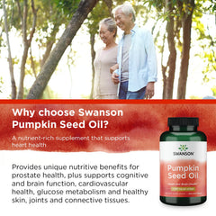 Lifestyle image showing Swanson Pumpkin Seed Oil bottle for dietary use