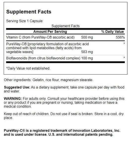 Swanson Pureway-Vitamin C 500mg with Bioflavonoids packaging displaying two bottles