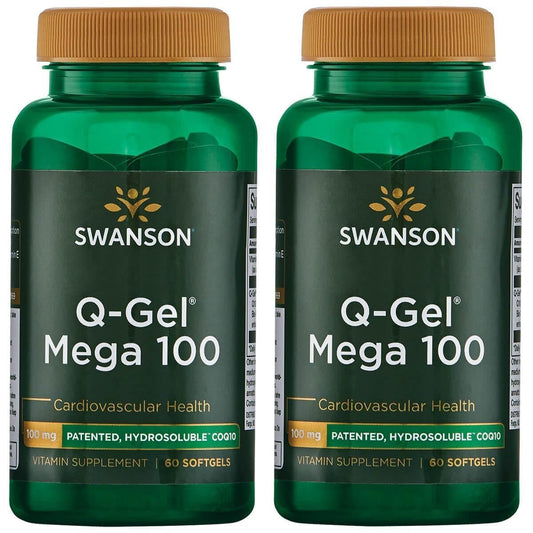Swanson Q-Gel Mega 100 CoQ10 60 Sgels (2 Pack) bottle label