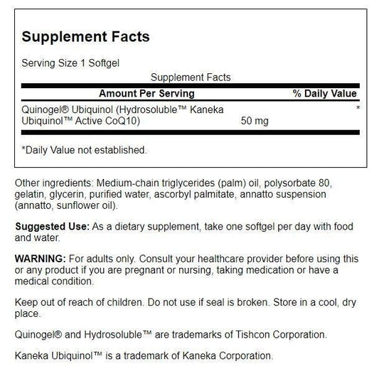 Swanson Quinogel 50 mg CoQ10 softgels packaging front view