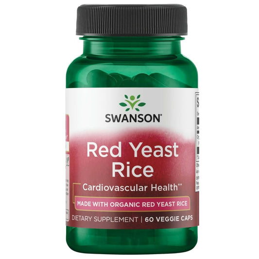 Swanson Red Yeast Rice 600 mg vegan capsules bottle – front view