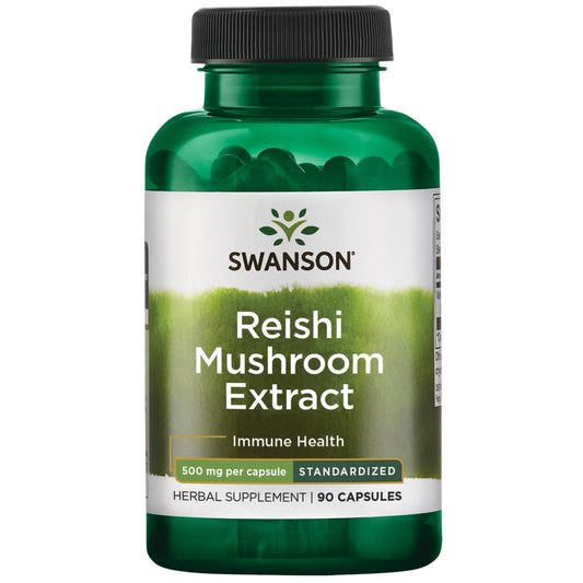 Swanson Reishi Mushroom Extract bottle - 500 mg, 90 capsules