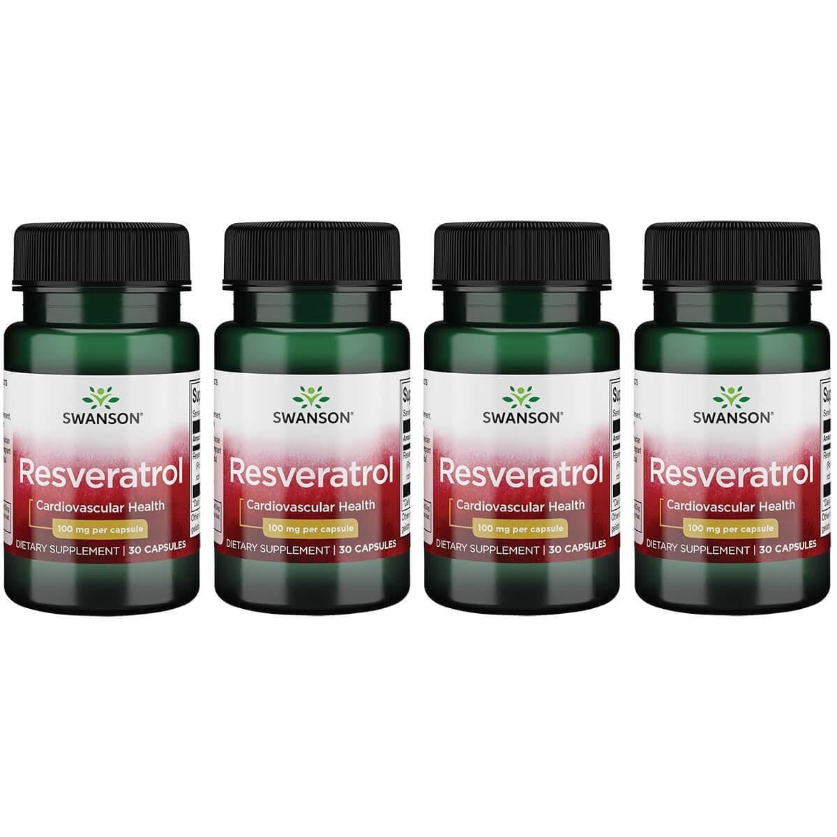 Swanson Resveratrol 100, 4-pack bottle with 30 capsules per bottle