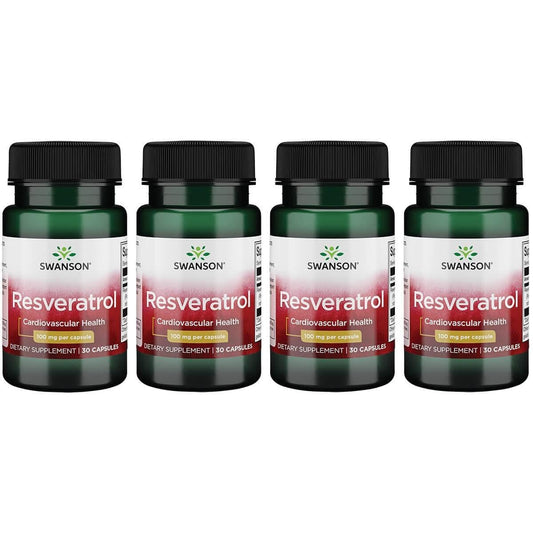 Swanson Resveratrol 100, 4-pack bottle with 30 capsules per bottle