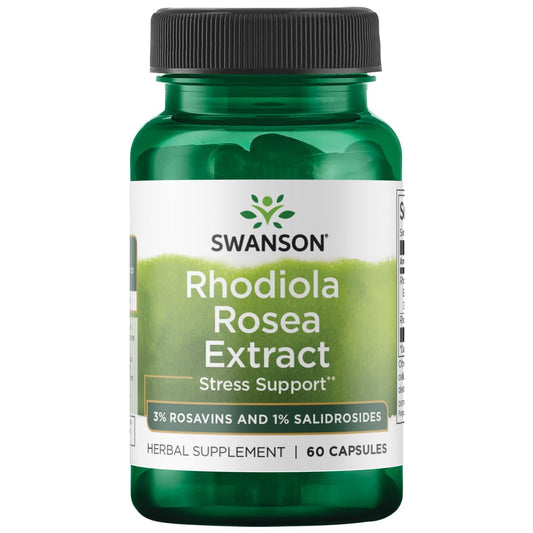 Swanson Rhodiola Rosea Extract 60 Caps bottle front view