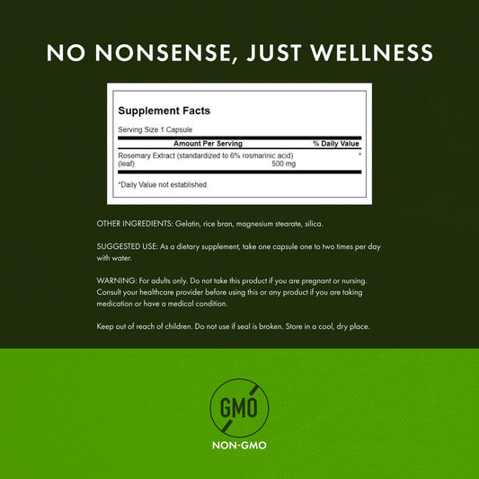 Pack shot of Swanson Rosemary Extract 500 mg 60 capsules