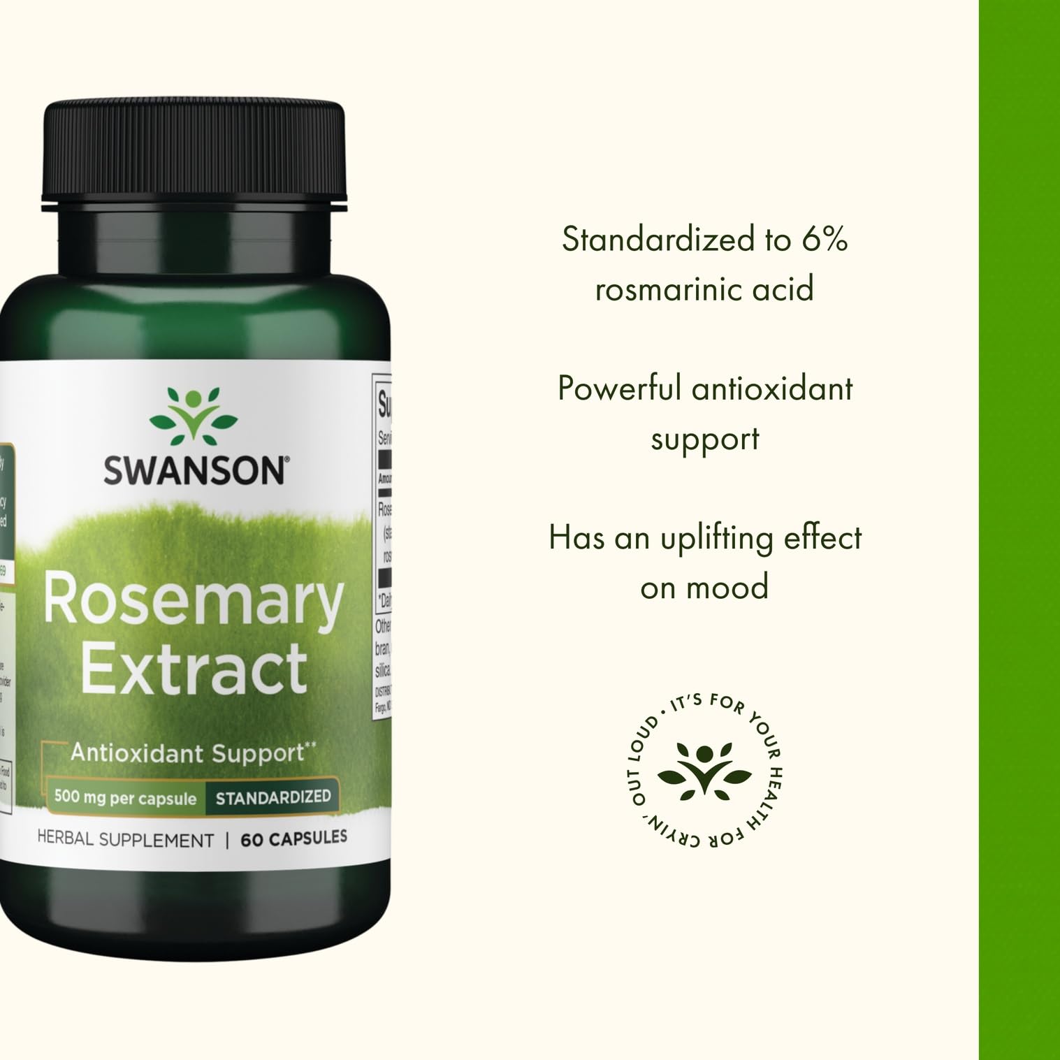 Side view of Swanson Rosemary Extract 500 mg 60 capsules