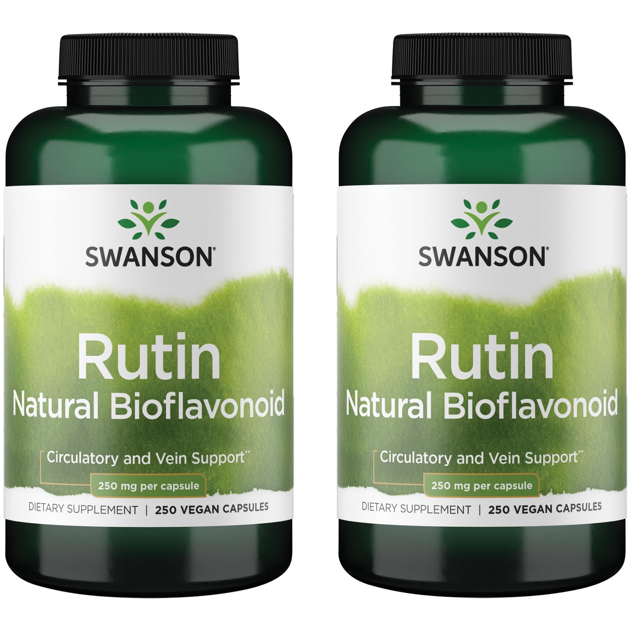 Swanson Rutin bottle label showing 250 mg and 250 capsules in a 2-pack