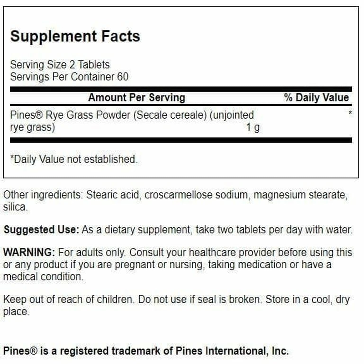 Close-up of Rye Grass 500 mg tablets