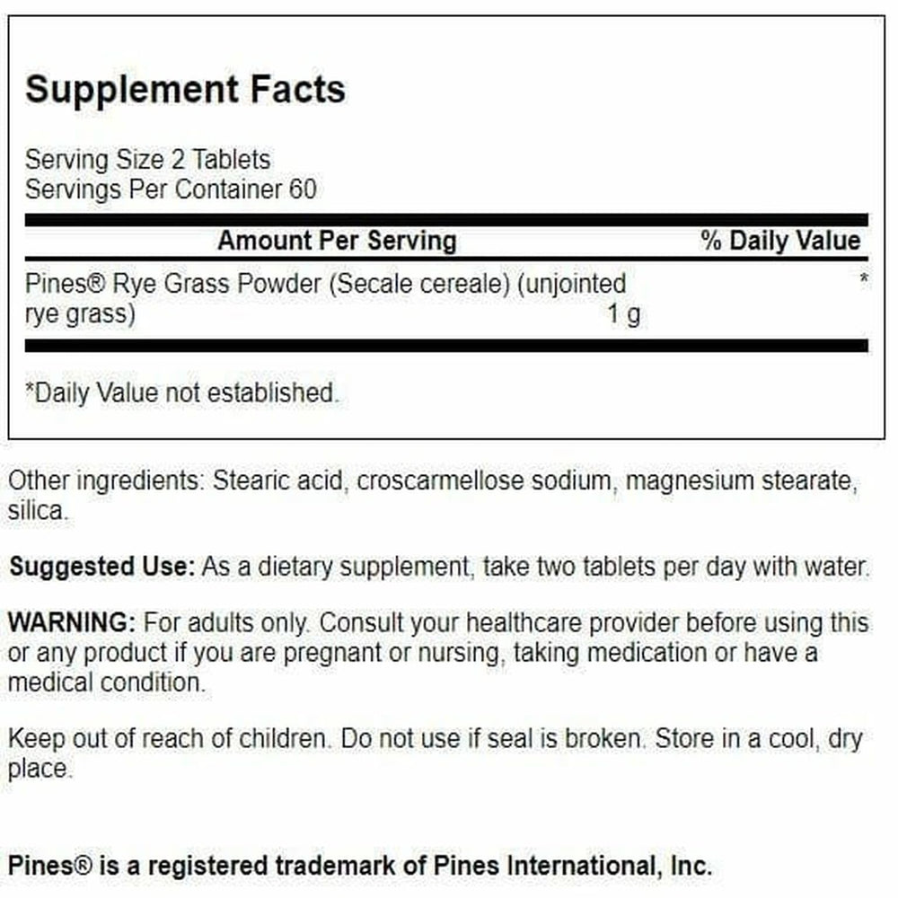 Close-up of Rye Grass 500 mg tablets