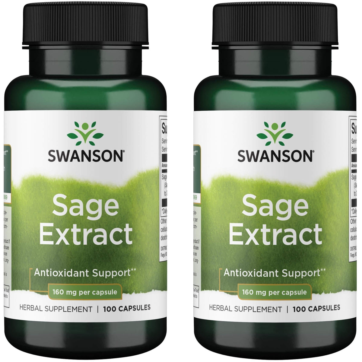 Swanson Sage Extract bottle – 100 capsules, 160mg each (2-pack)