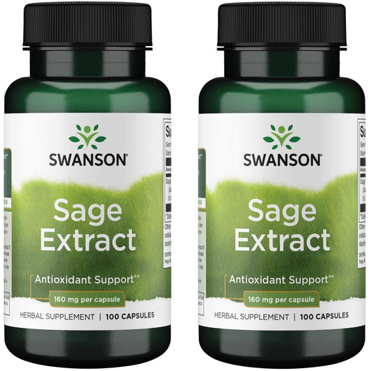 Swanson Sage Extract bottle – 100 capsules, 160mg each (2-pack)