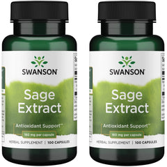 Swanson Sage Extract bottle – 100 capsules, 160mg each (2-pack)