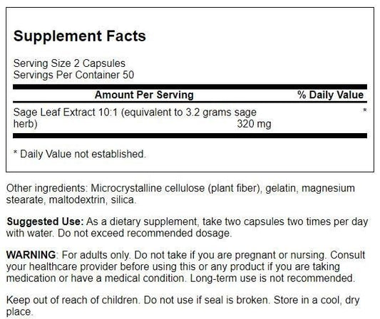 Swanson Sage Extract capsules for daily usage