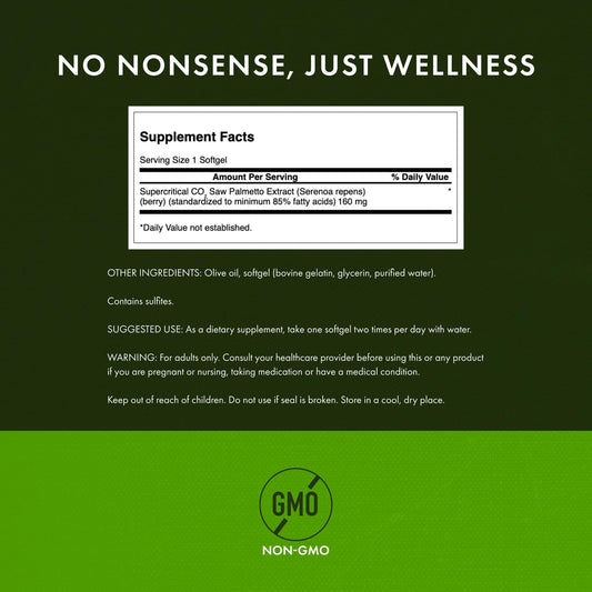 Swanson Saw Palmetto 160 mg softgels bottle label