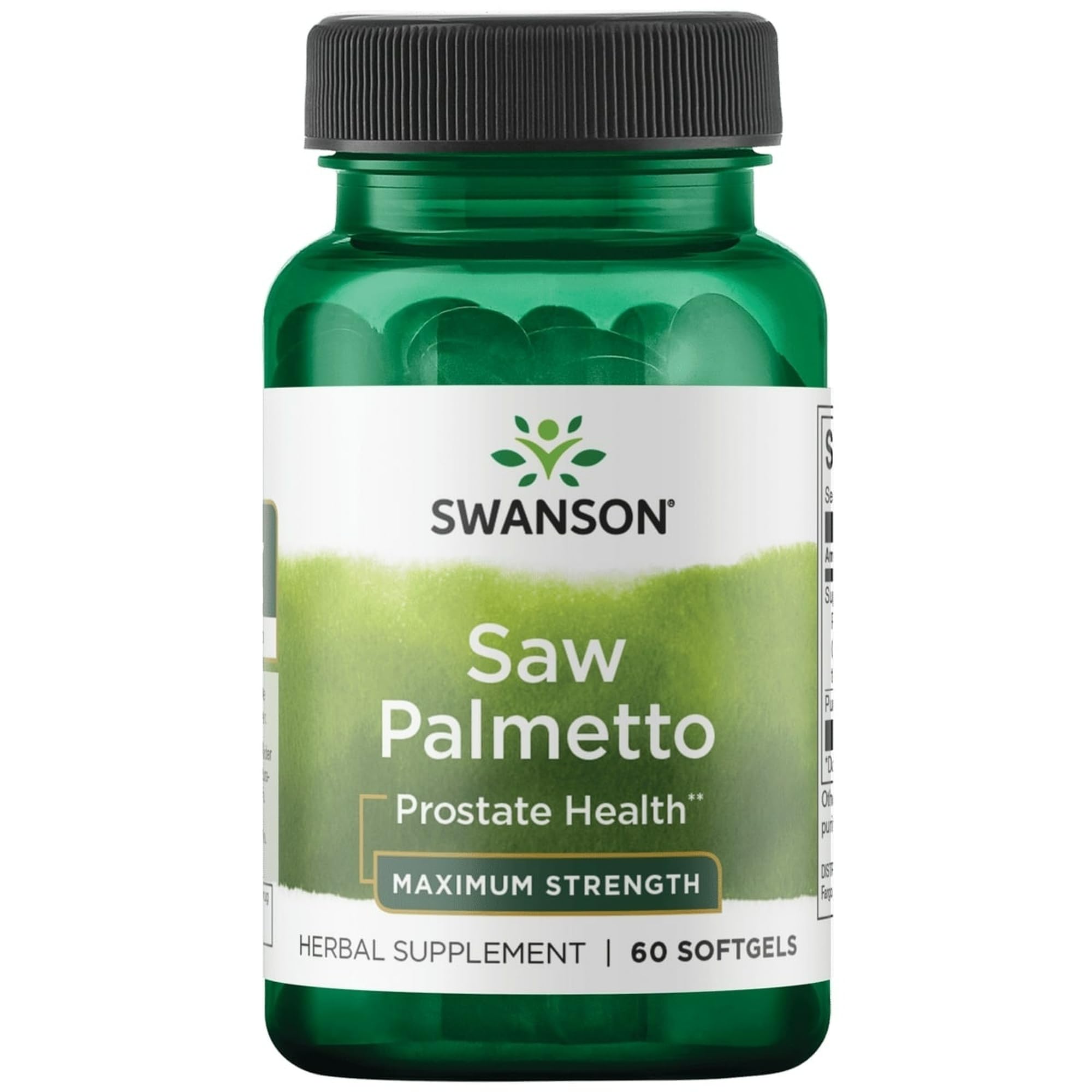 Swanson Saw Palmetto 320 milligrams softgels bottle label