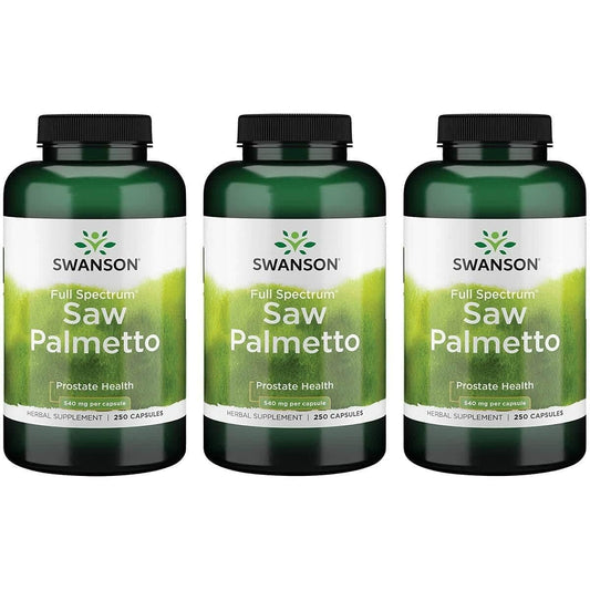 Swanson Saw Palmetto bottle label - 540 mg, 250 capsules, 3-pack