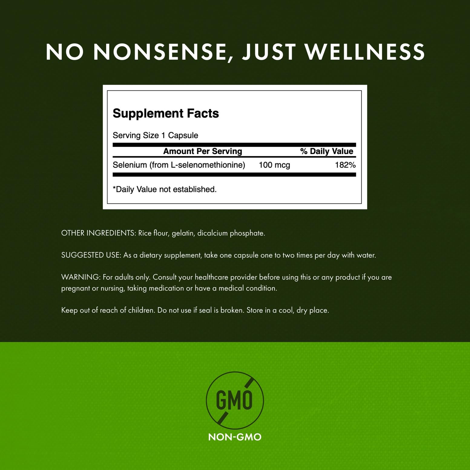 Close-up of Swanson Selenium bottle cap and label