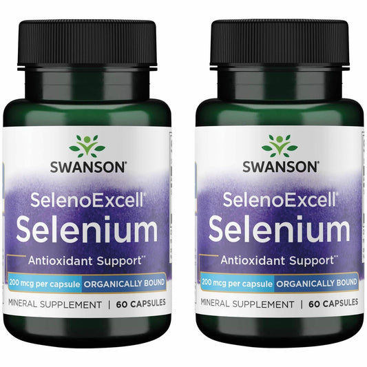 Bottle of Swanson Selenoexcell Selenium 200 mcg 60 capsules - 2 pack