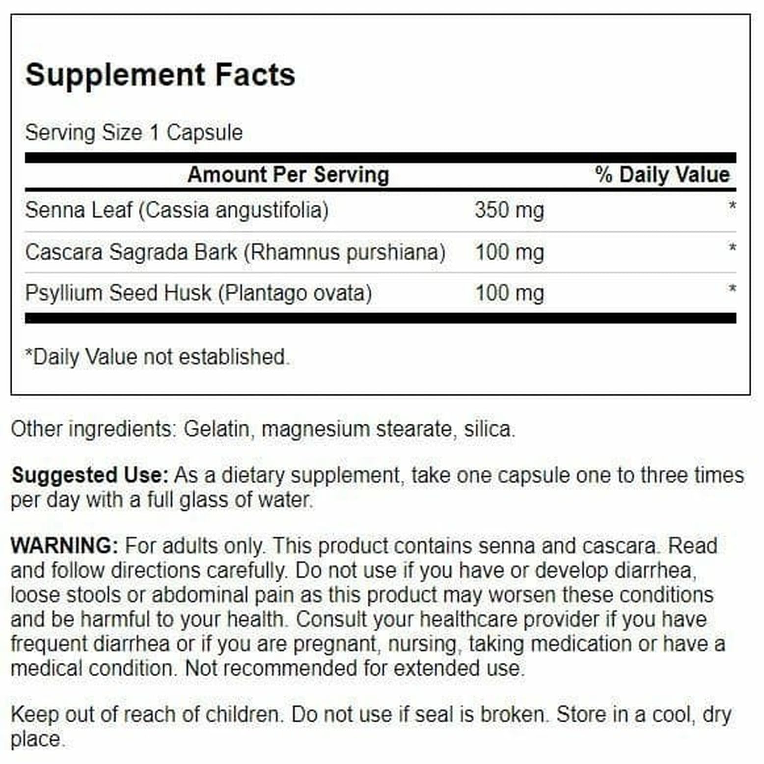 Swanson Senna Psyllium Cascara Complex packaging