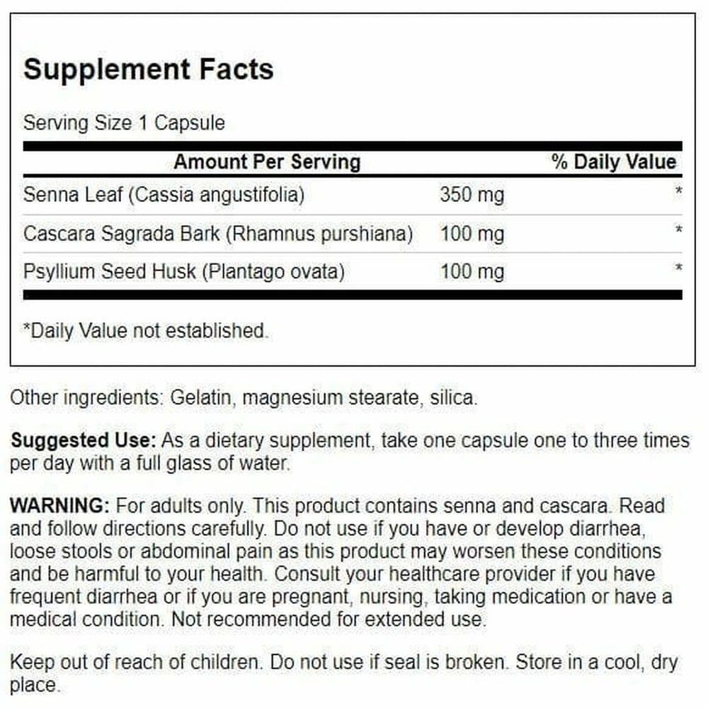Swanson Senna Psyllium Cascara Complex packaging