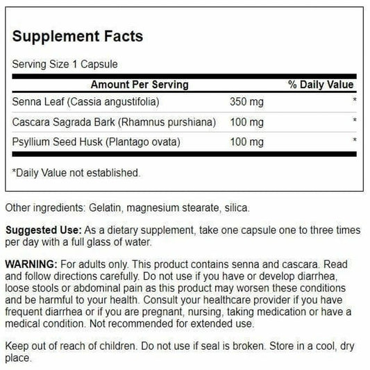Swanson Senna Psyllium Cascara Complex packaging