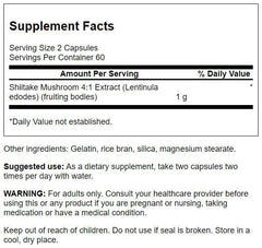 Close-up of Swanson Shiitake Mushroom Extract 4:1 capsules