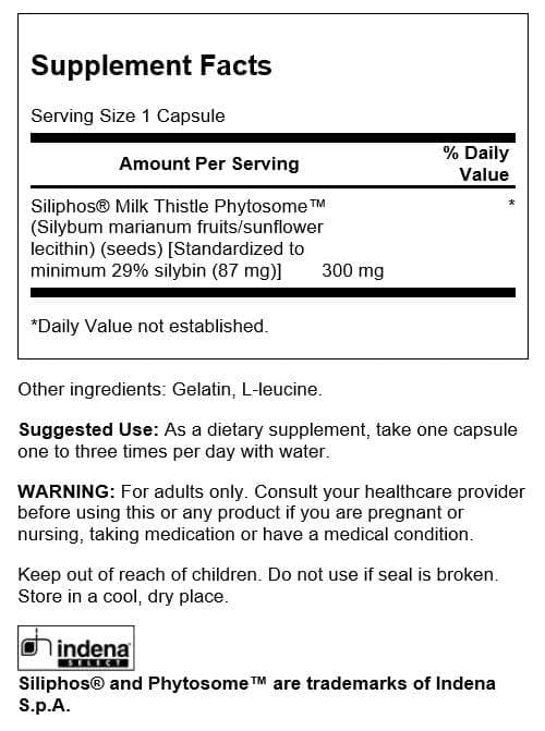 Swanson Siliphos Milk Thistle Phytosome 300 mg bottle with label
