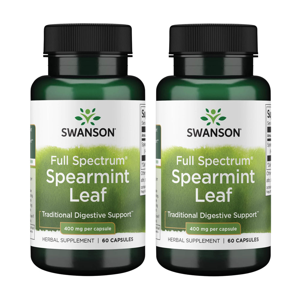 Swanson Spearmint Leaf bottle label featuring Mentha Spicata