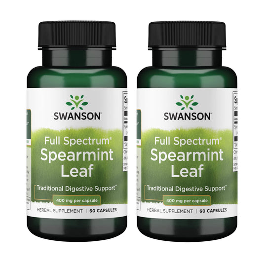 Swanson Spearmint Leaf bottle label featuring Mentha Spicata