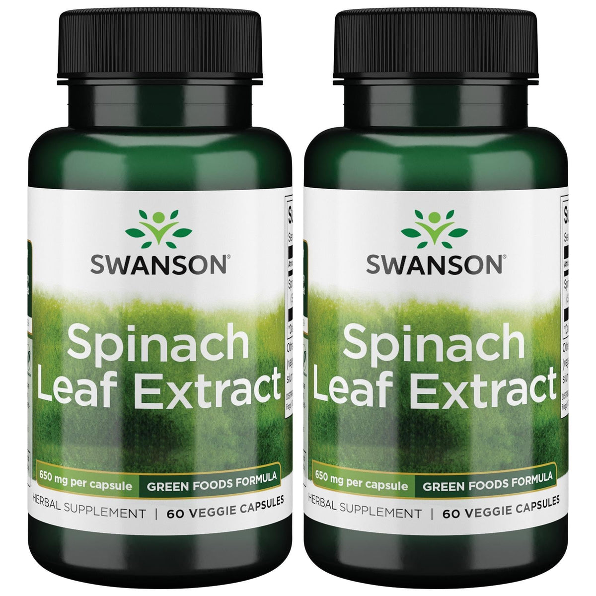 Swanson Spinach Leaf Extract 60 Veggie Capsules, 650mg – 2 Pack