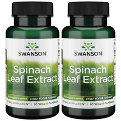 Swanson Spinach Leaf Extract 60 Veggie Capsules, 650mg – 2 Pack
