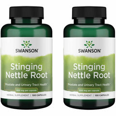 Front view of Swanson Stinging Nettle Root 100 capsules, 500mg, 2-pack
