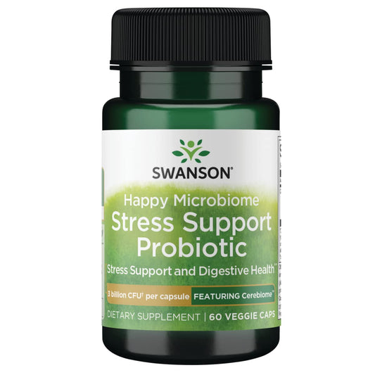 Swanson Stress Support Probiotic Cerebiome bottle front label