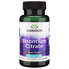 Front view of Swanson Strontium Citrate 340 mg bottle with 60 capsules