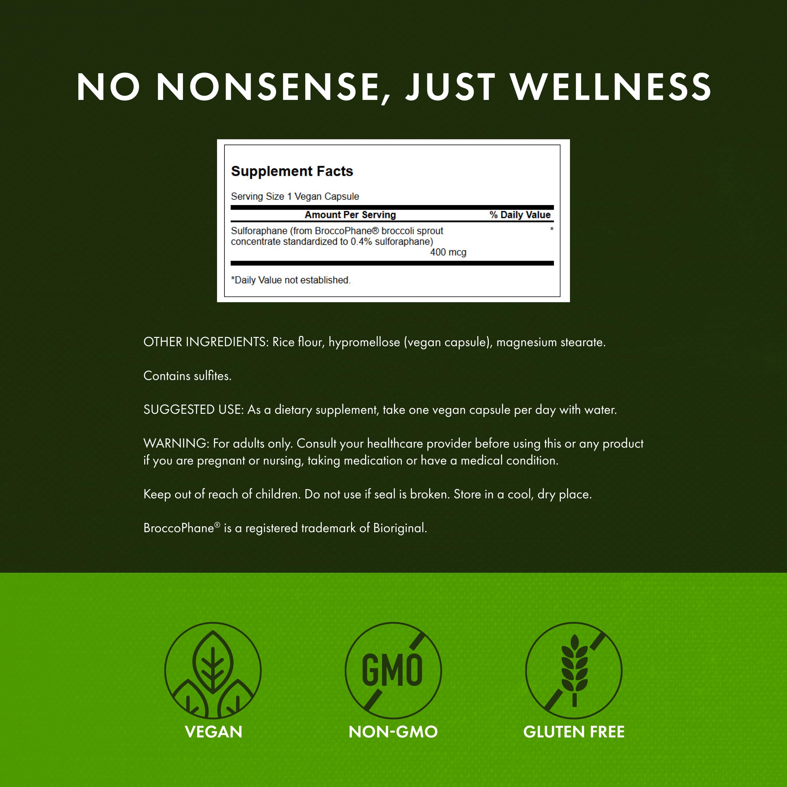 60 veggie capsules bottle of Swanson Sulforaphane