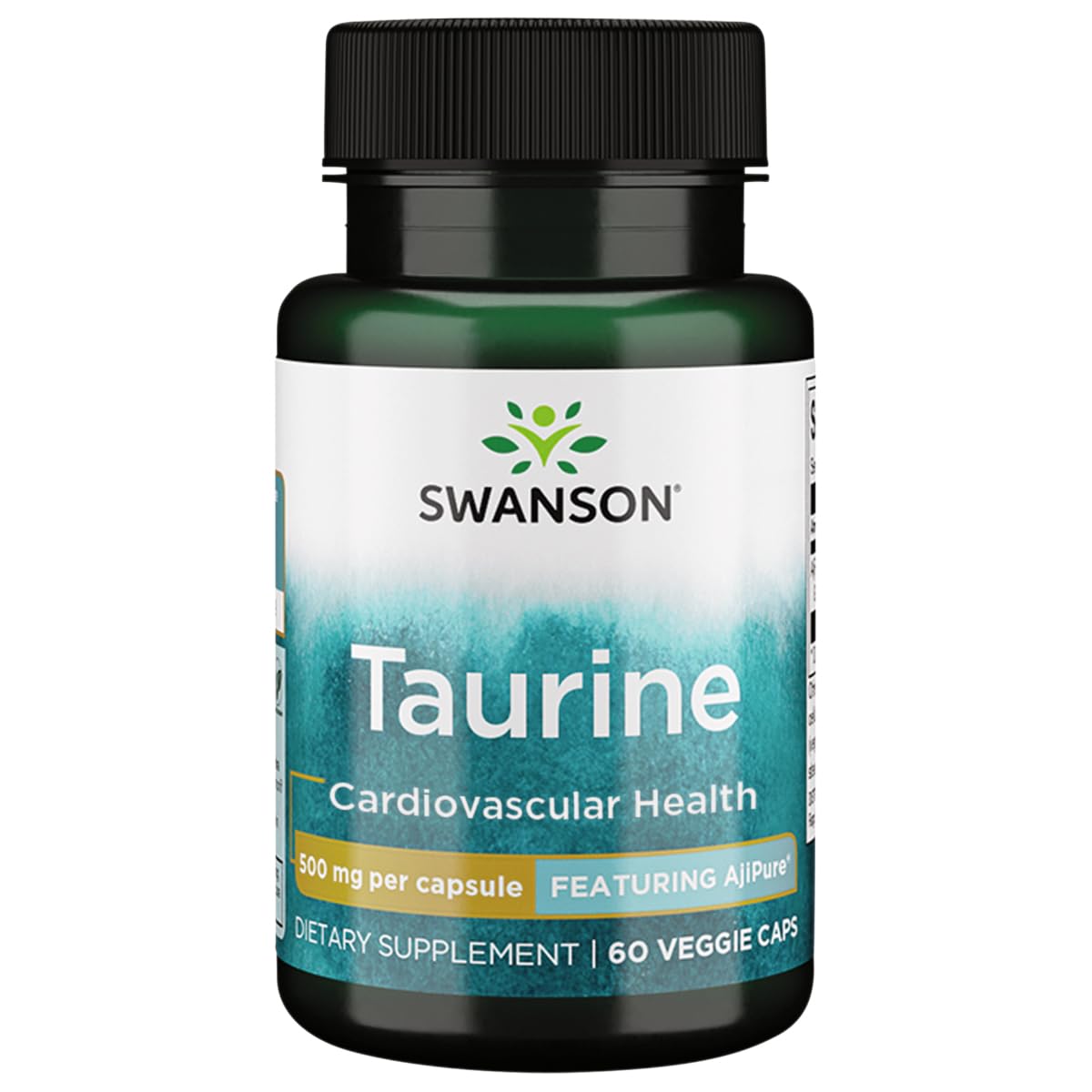 Swanson Taurine 500 mg Ajipure Pharmaceutical Grade bottle with 60 vegetarian capsules