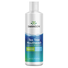 Bottle of Swanson Tea Tree Mouthwash Peppermint 16 fl oz (473 ml)