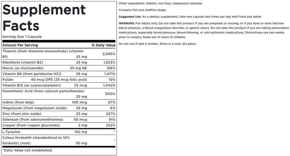 Close-up of Swanson Thyroid Essentials label