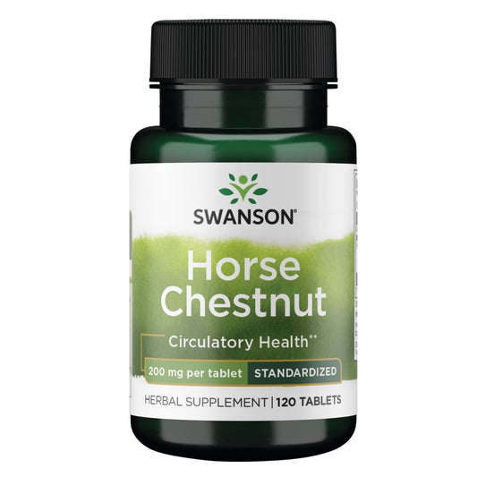 Front view of Swanson Timed-Release Horse Chestnut 200 mg bottle with 120 tabs